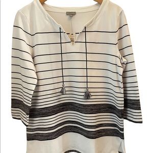 NWT Talbots White with Black Stripes Women’s Top
